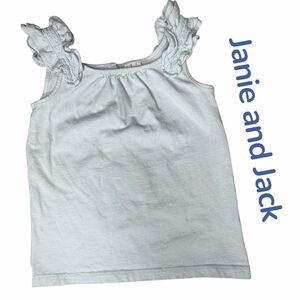 Janie and Jack Girls Ruffle Lace Strap Top Blue Size 6